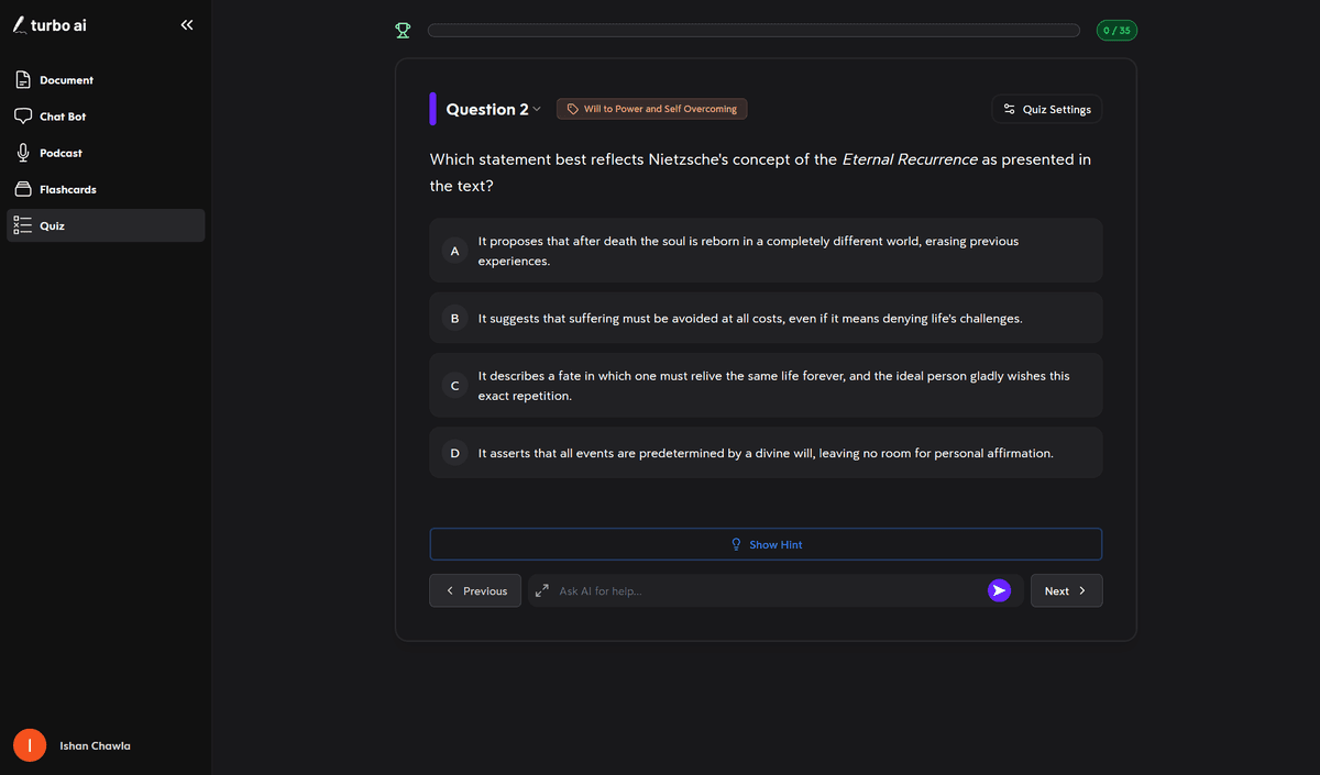 Turbo's Quiz Feature